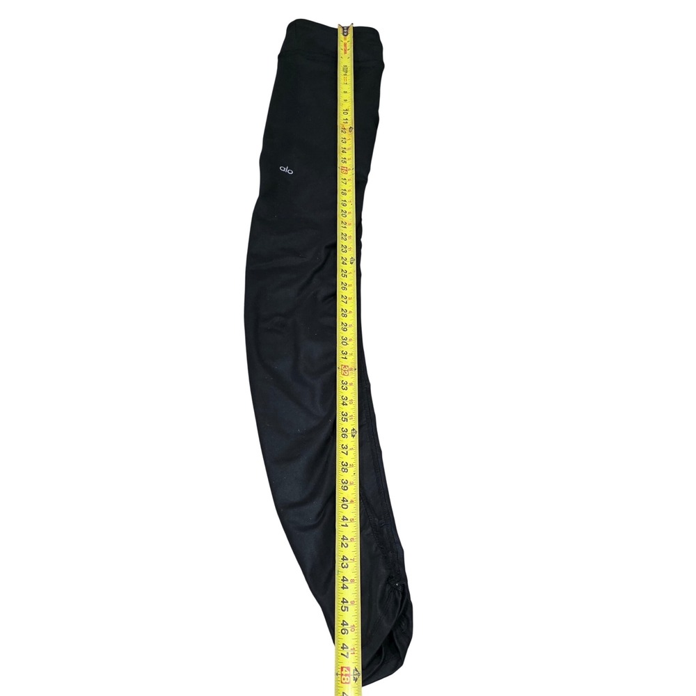Alo Yoga Goddess Leggings Black Ribbed Over The Heel Yoga Pants Womans size L